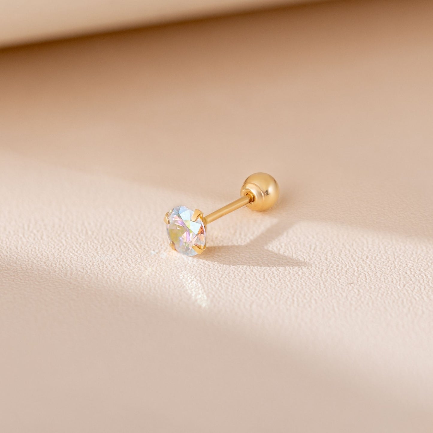 14K SOLID GOLD WHITE AURORA CUBIC PIERCING