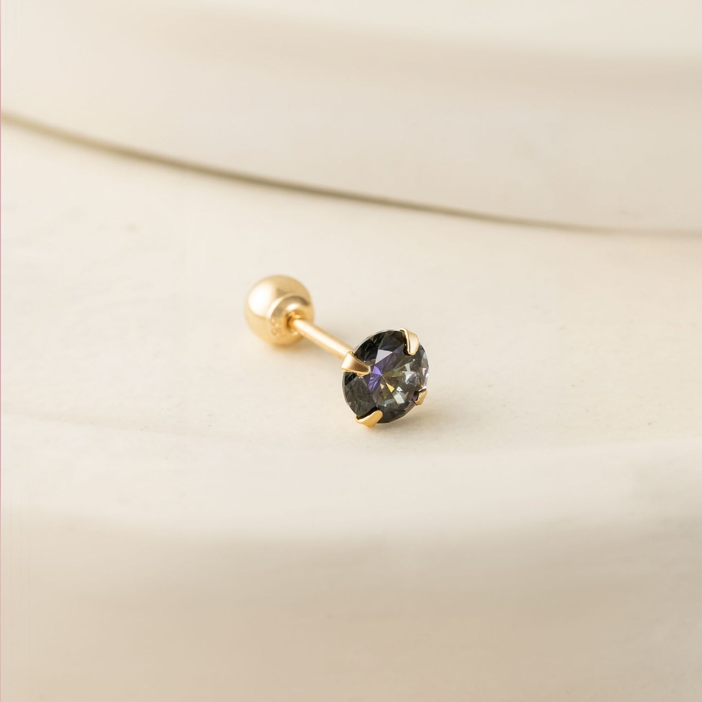 14K SOLID GOLD TANZANITE AURORA CUBIC PIERCING