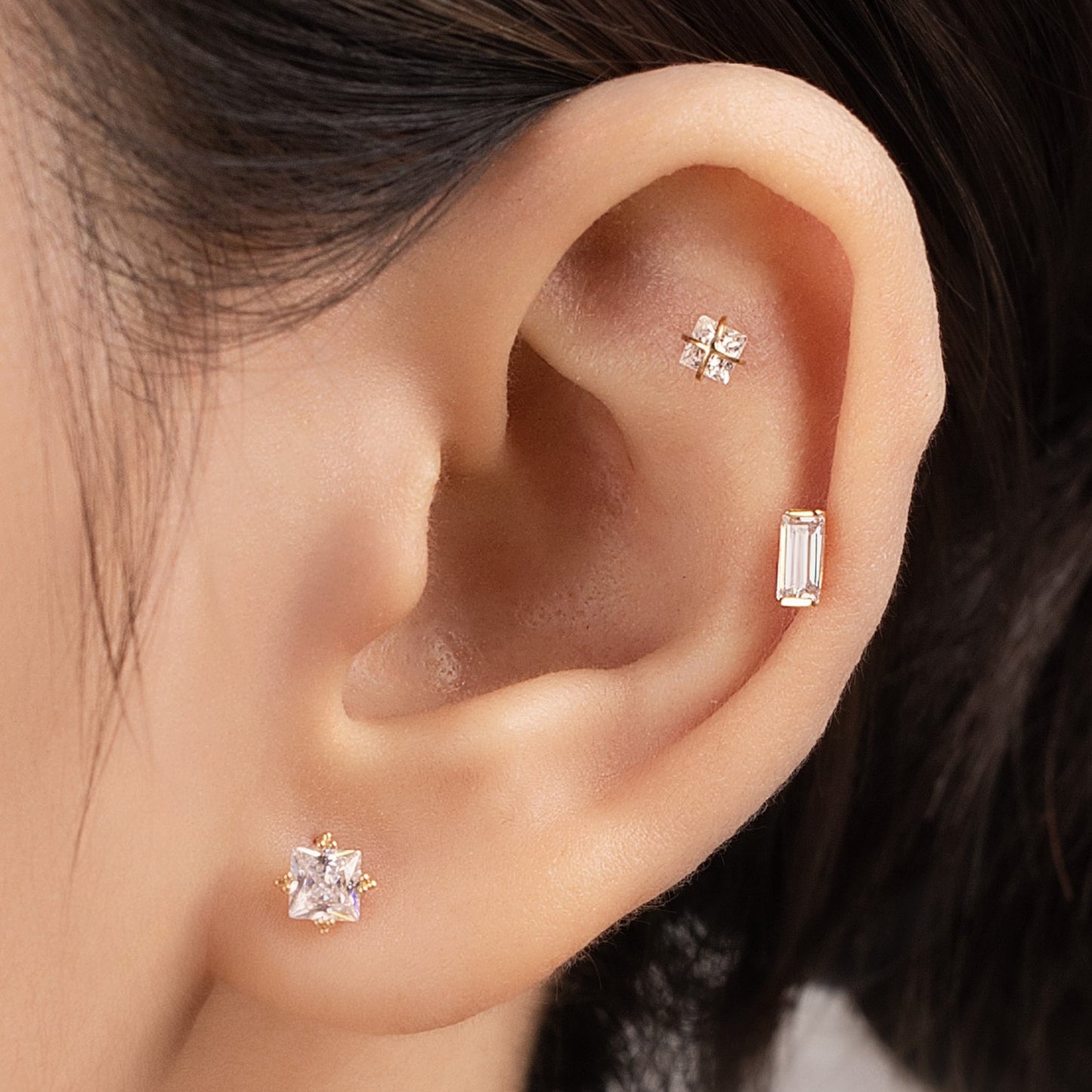 14K SOLID GOLD RECTANGLE PIERCING