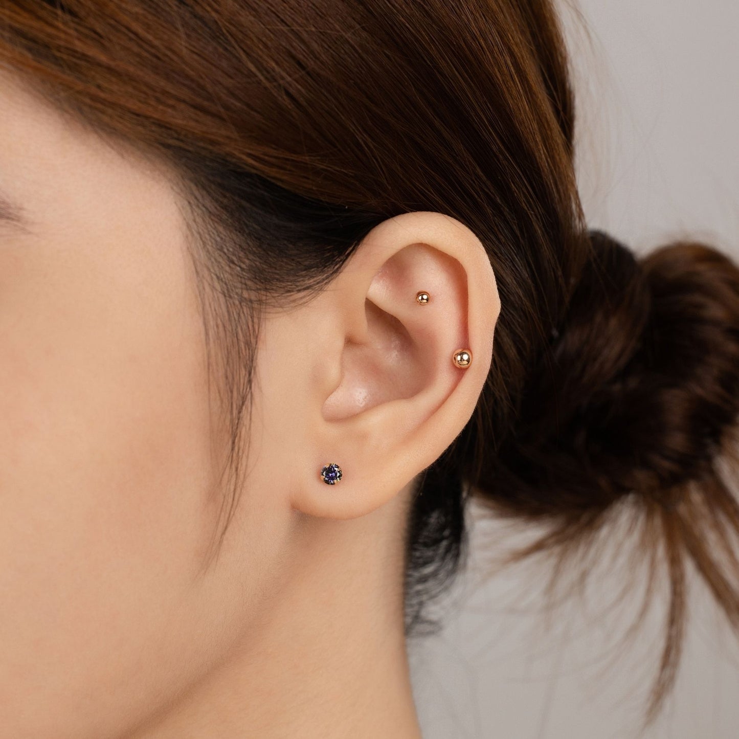 14K SOLID GOLD TANZANITE AURORA CUBIC PIERCING