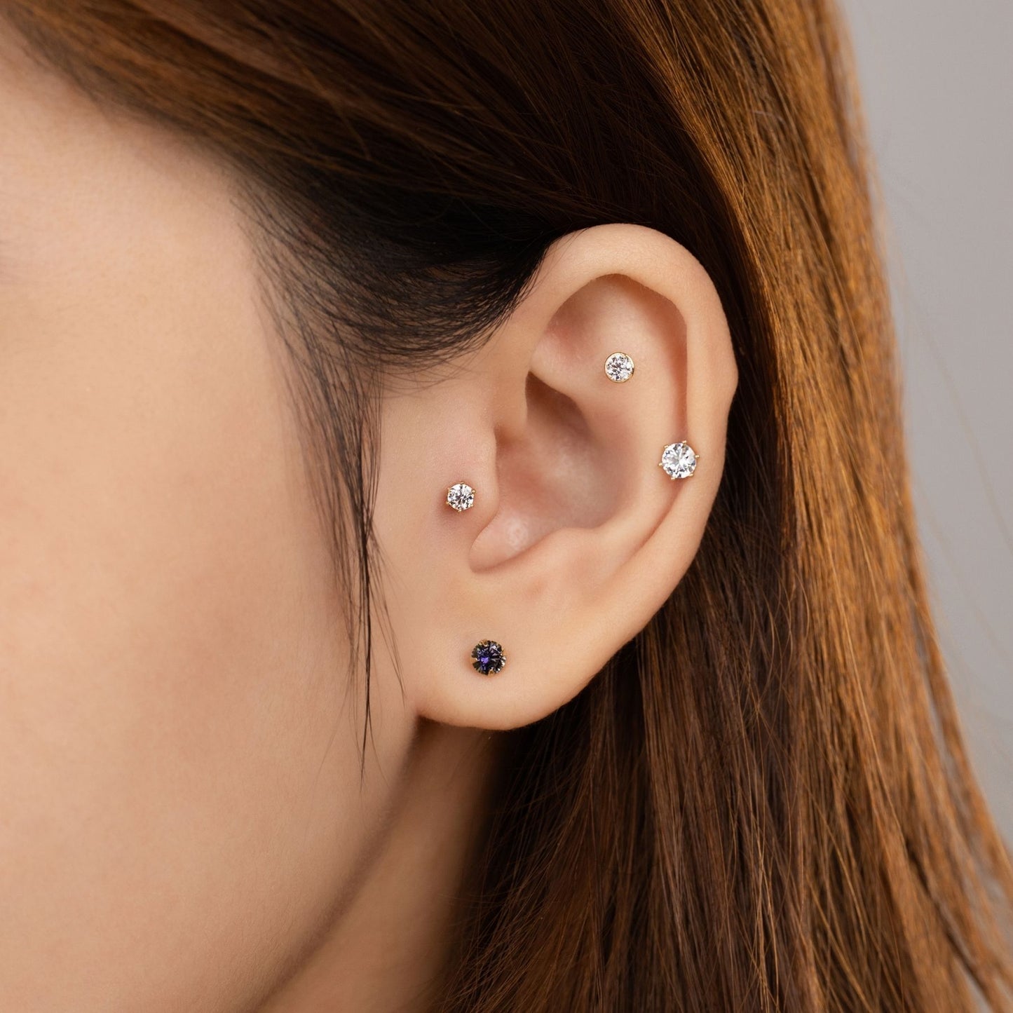 14K SOLID GOLD 6 PRONG PIERCING