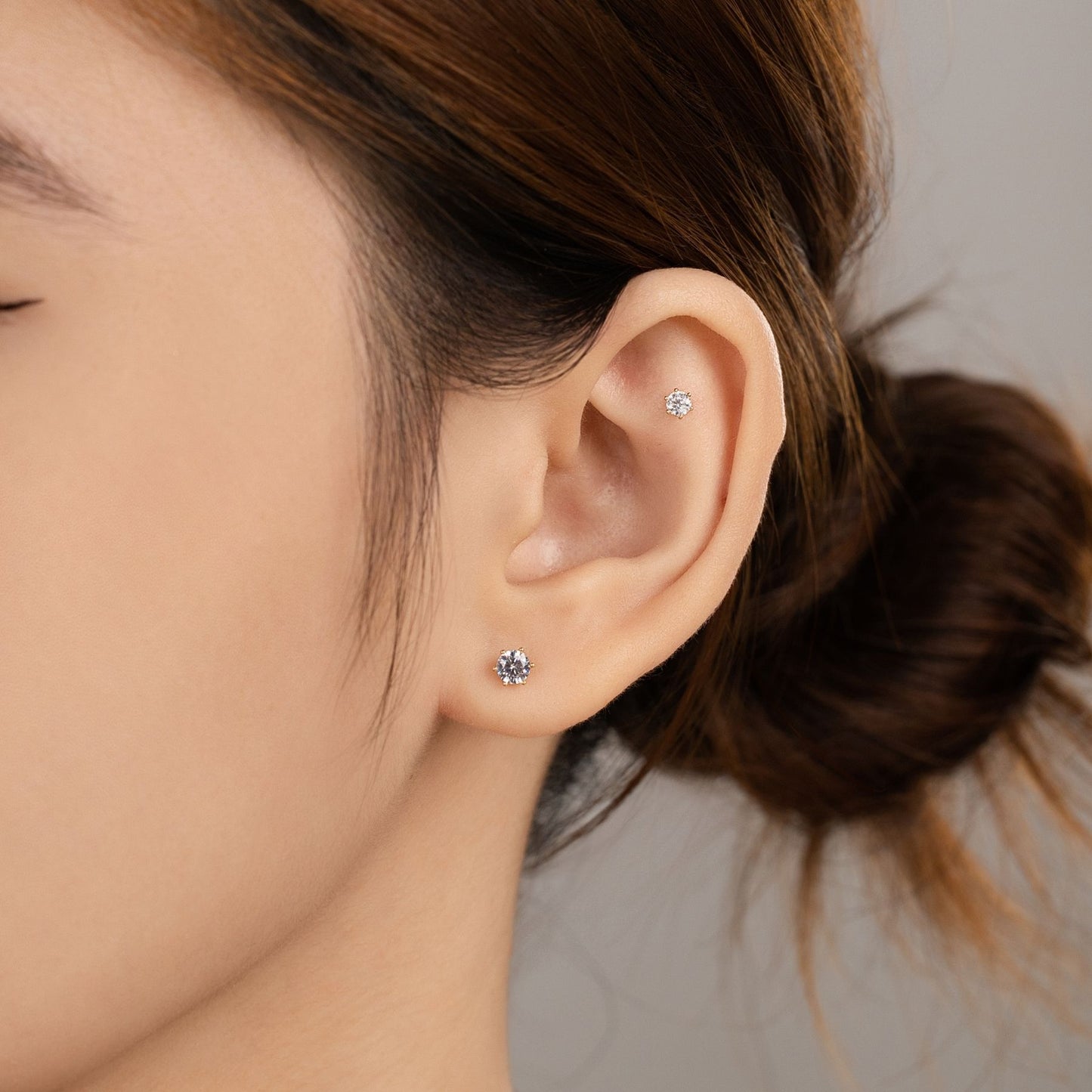 14K SOLID GOLD 6 PRONG PIERCING