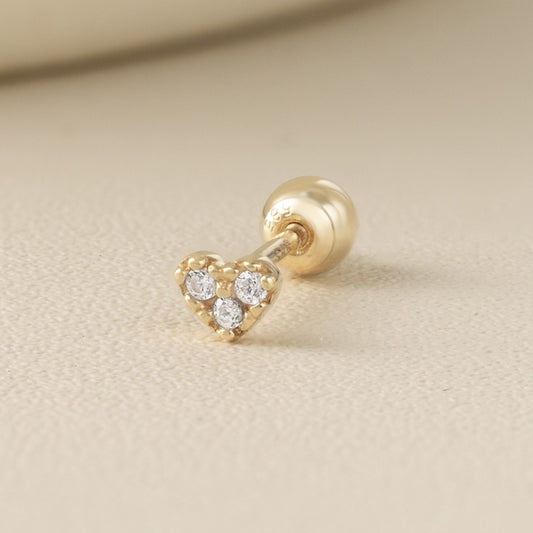 14K SOLID GOLD MINI HEART PIERCING