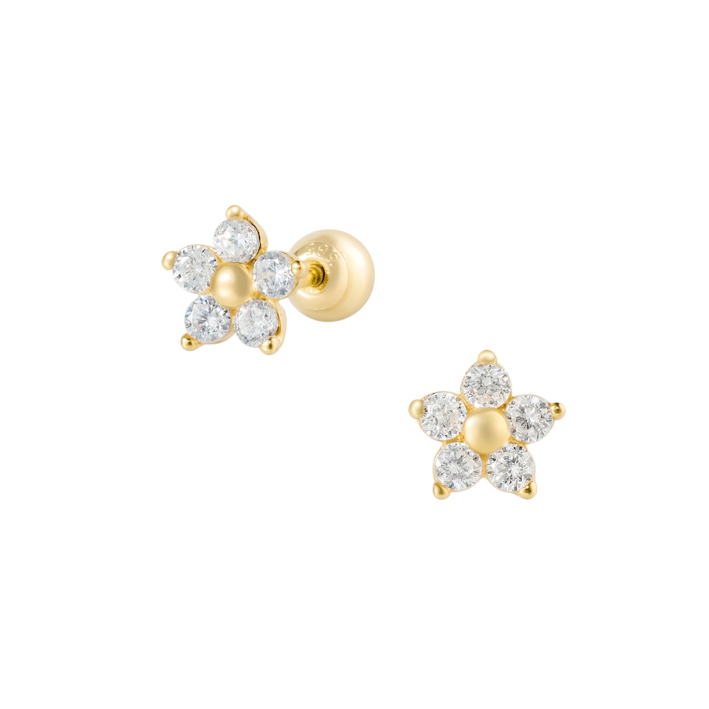 14K SOLID GOLD FORGET-ME-NOT FLOWER PIERCING