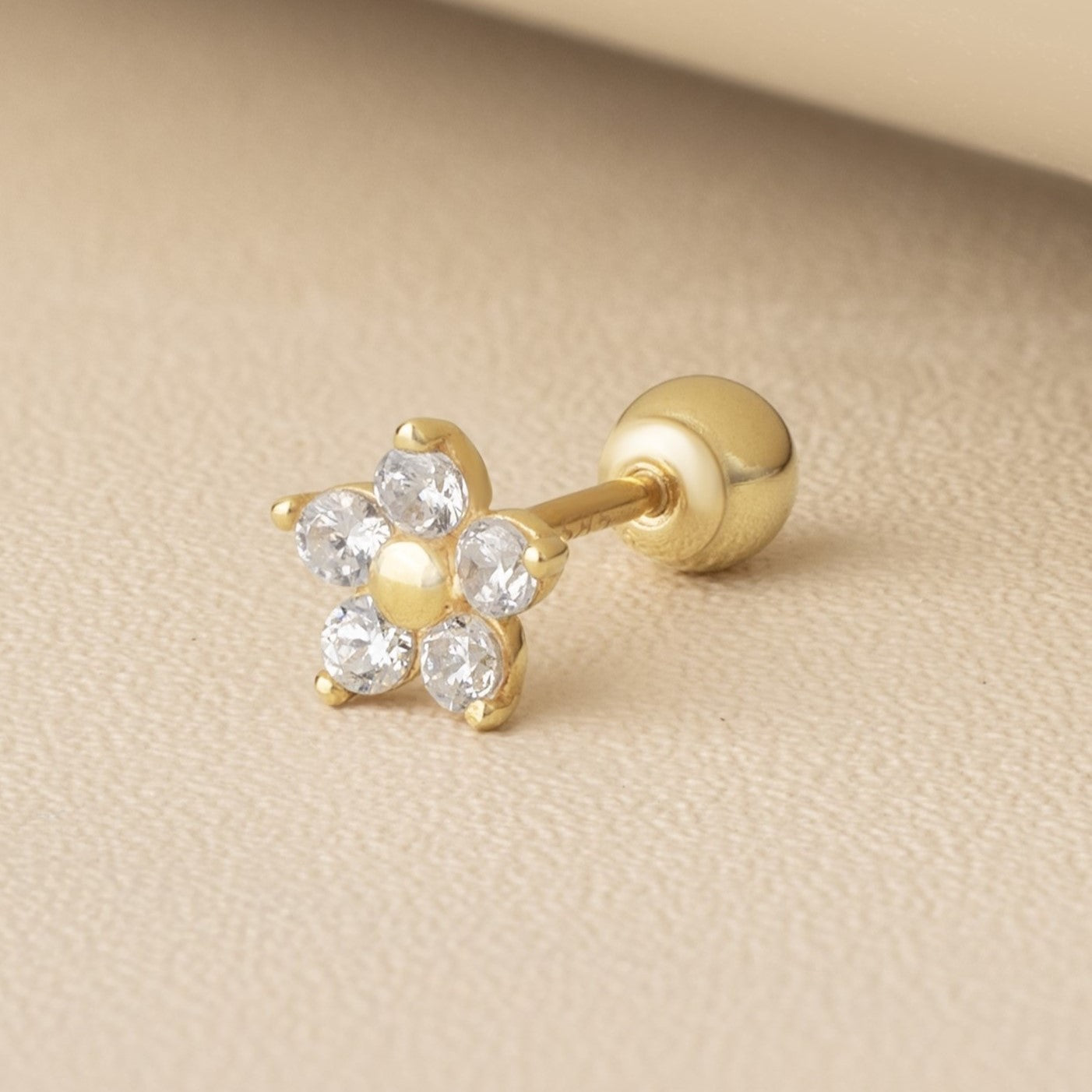 14K SOLID GOLD FORGET-ME-NOT FLOWER PIERCING