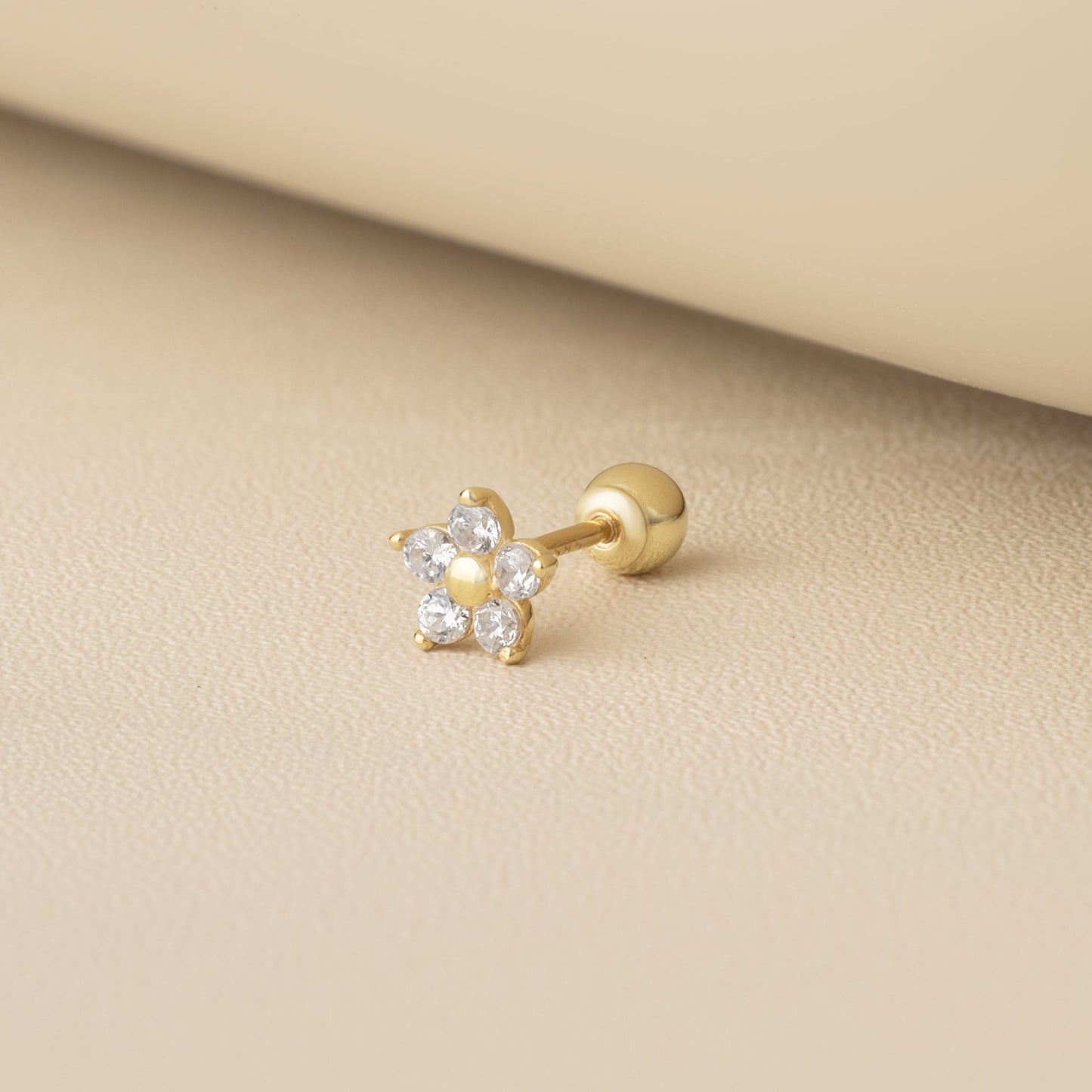14K SOLID GOLD FORGET-ME-NOT FLOWER PIERCING