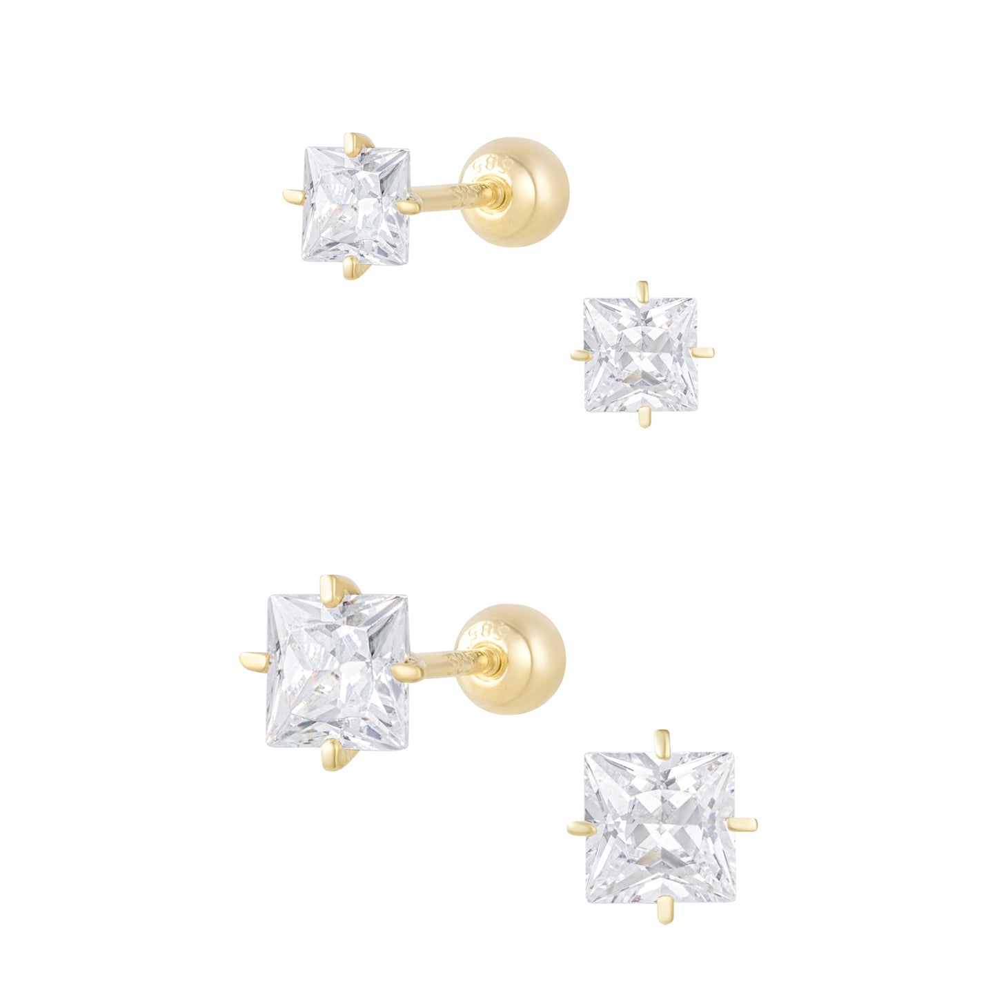 14K SOLID GOLD SQUARE CUBIC PIERCING