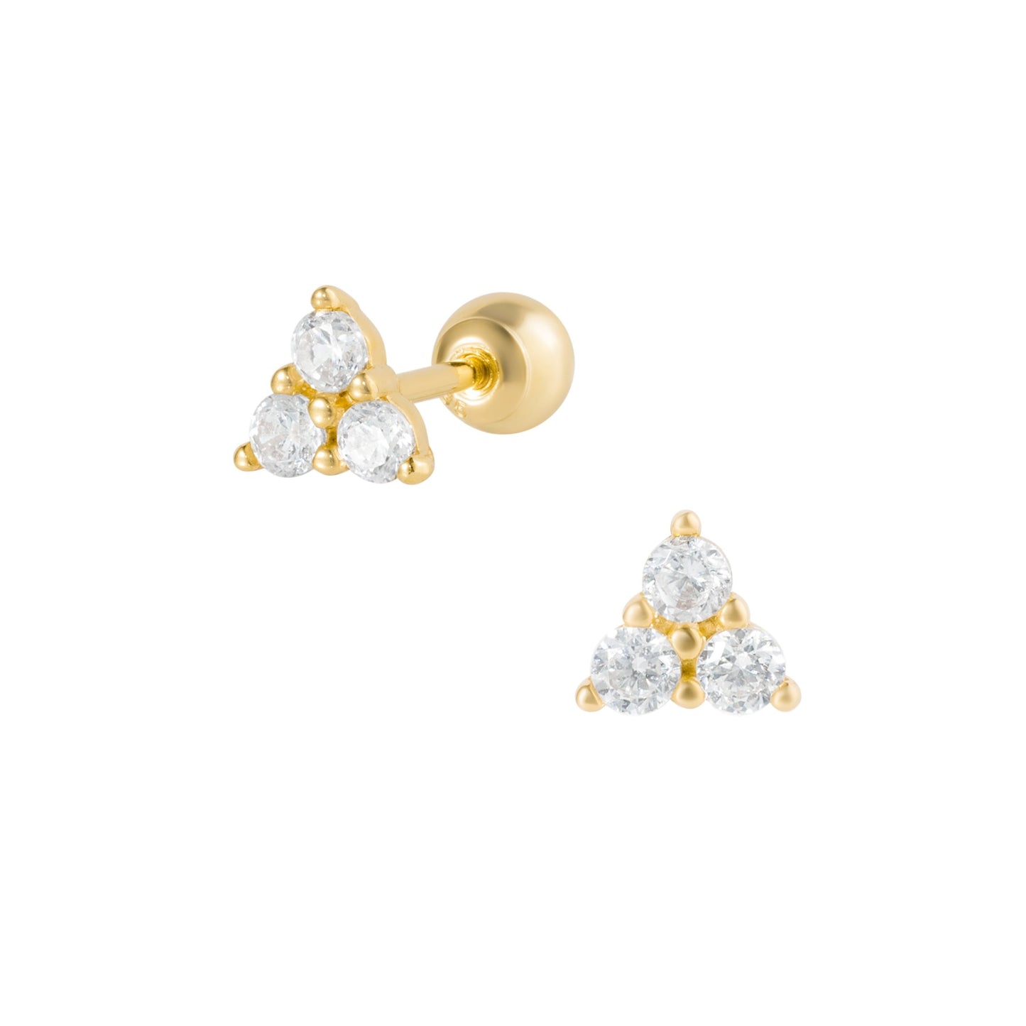 14K SOLID GOLD TRILLIUM PIERCING