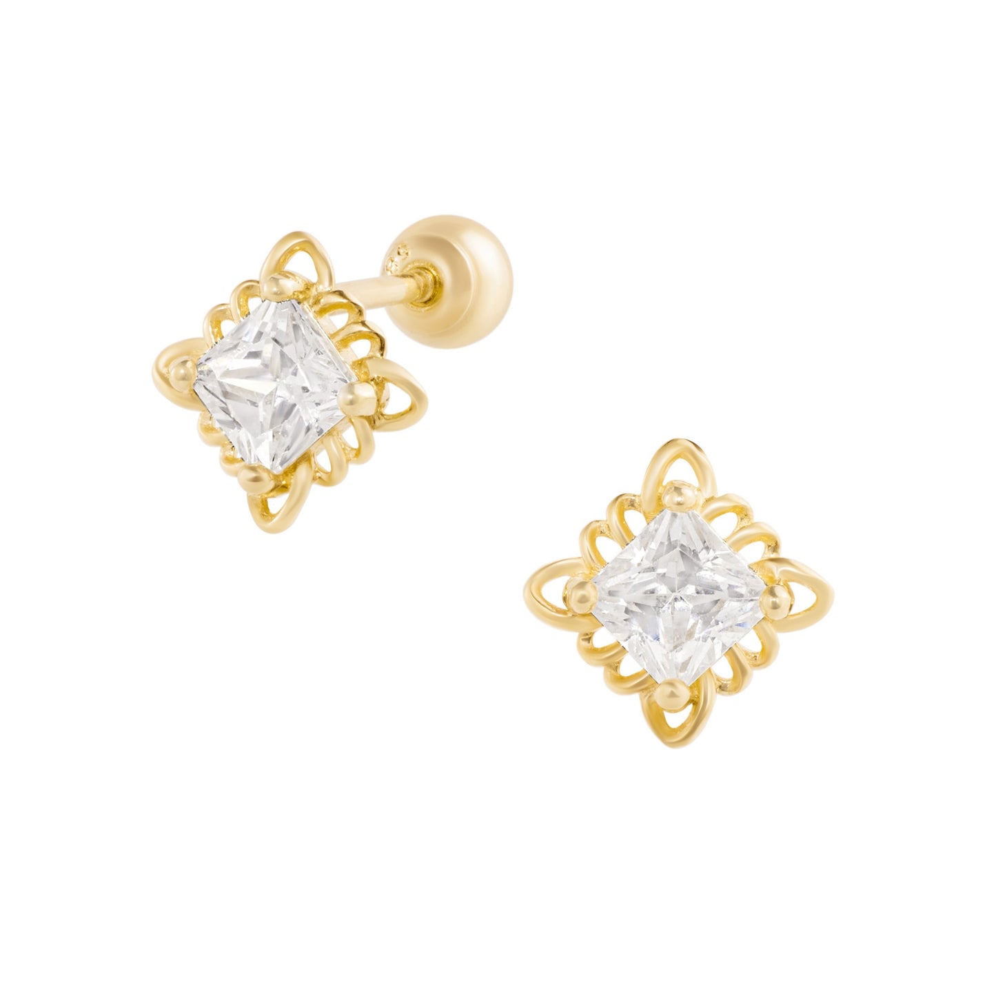 14K SOLID GOLD CRYTAL PIERCING