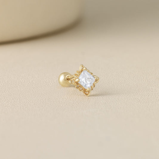 14K SOLID GOLD CRYTAL PIERCING