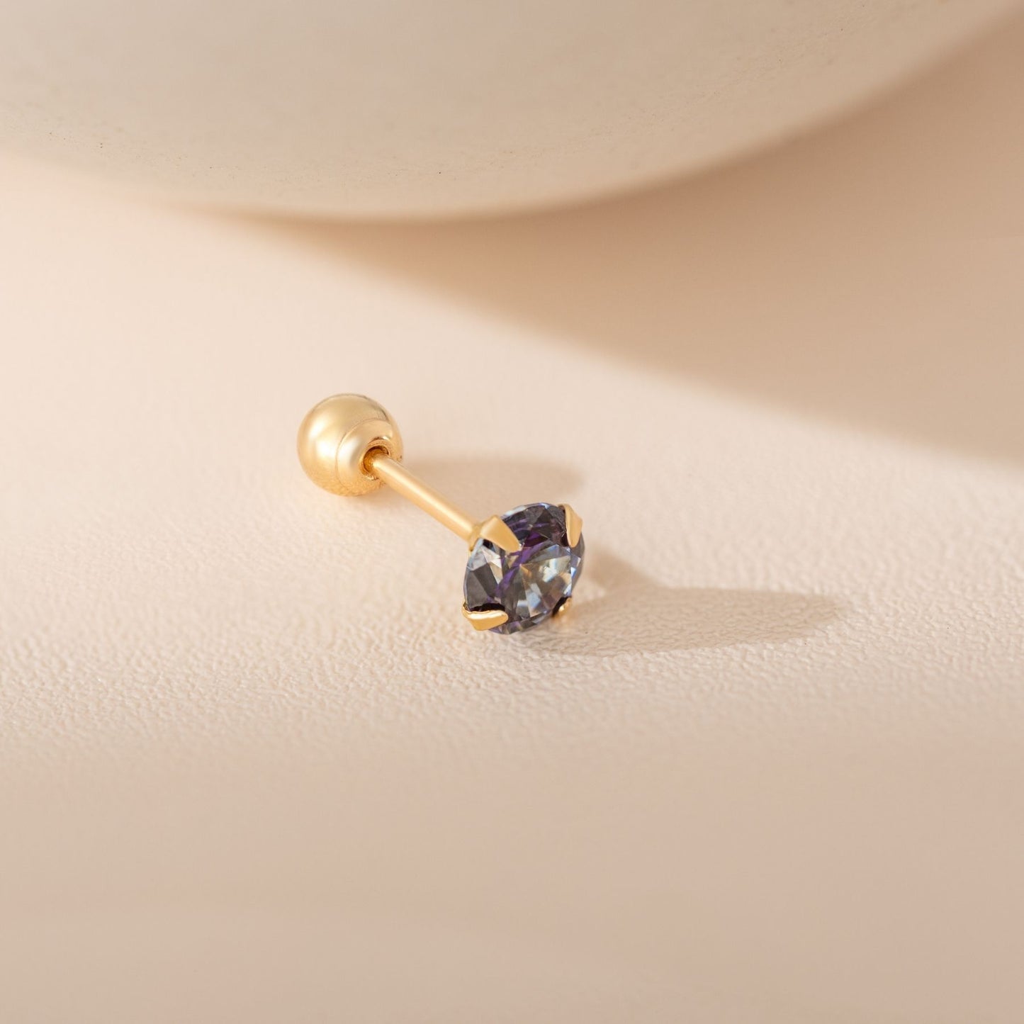 14K SOLID GOLD TANZANITE AURORA CUBIC PIERCING