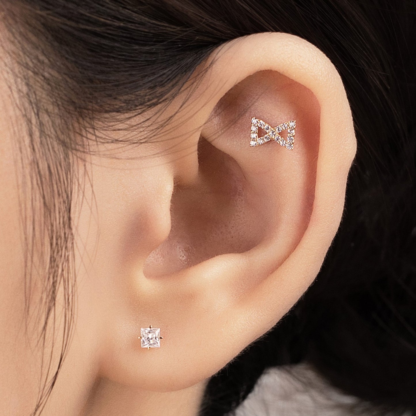 14K SOLID GOLD SQUARE CUBIC PIERCING