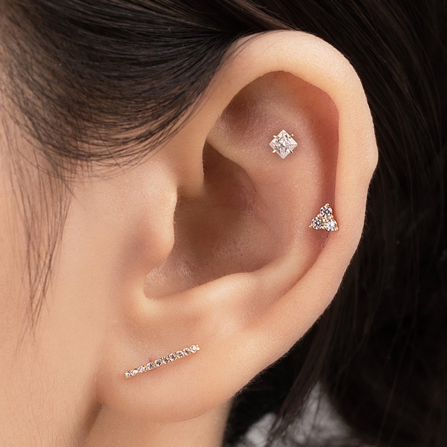 14K SOLID GOLD TRILLIUM PIERCING