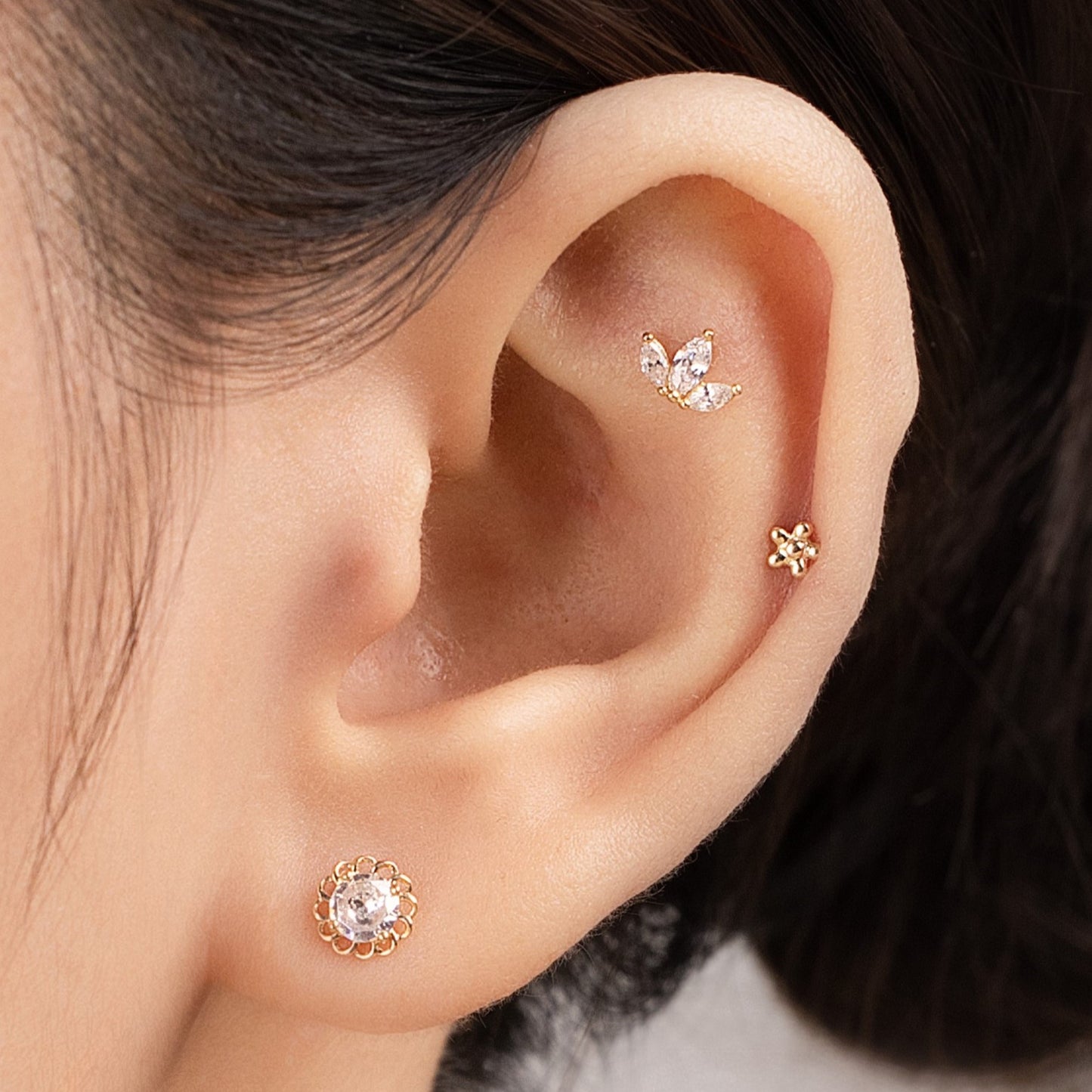 14K SOLID GOLD BLOOM PIERCING