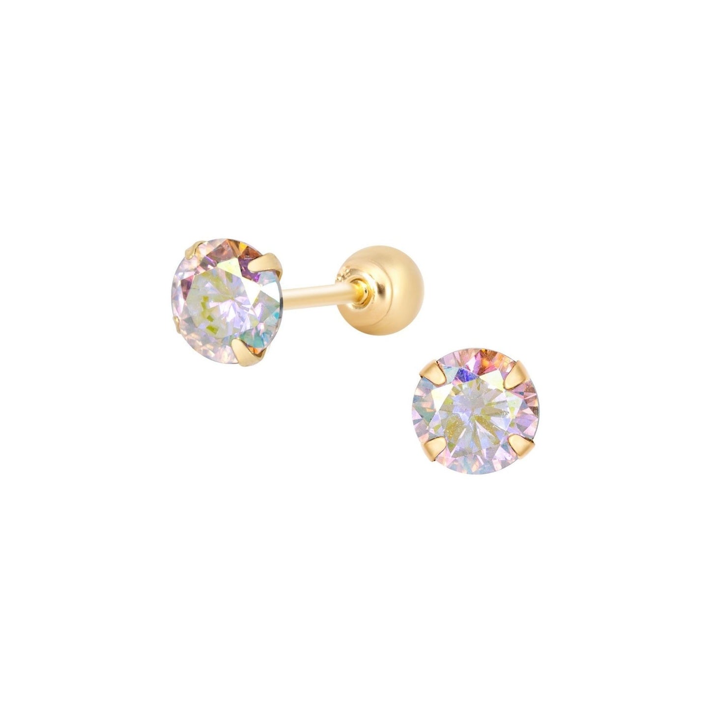 14K SOLID GOLD WHITE AURORA CUBIC PIERCING