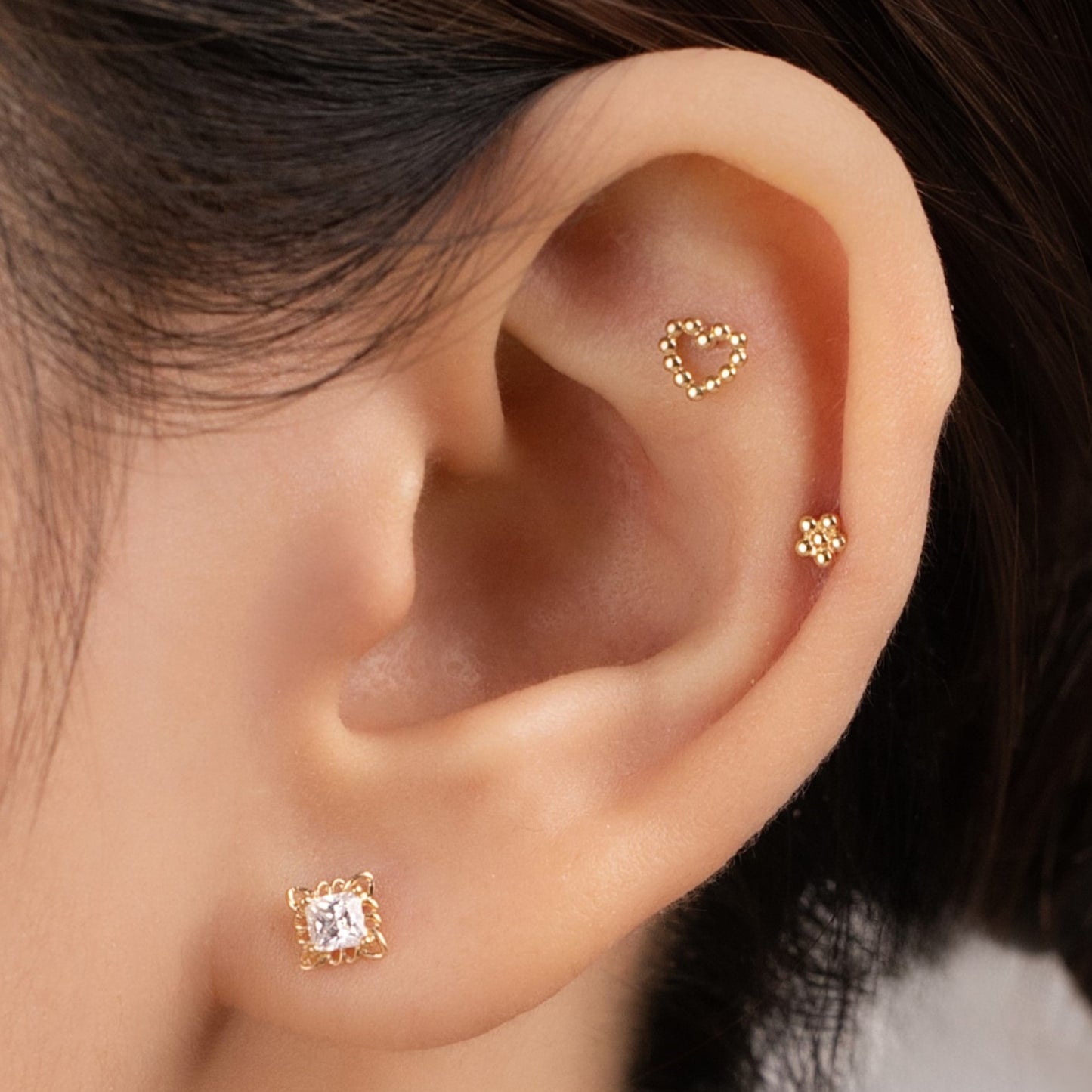 14K SOLID GOLD CRYTAL PIERCING