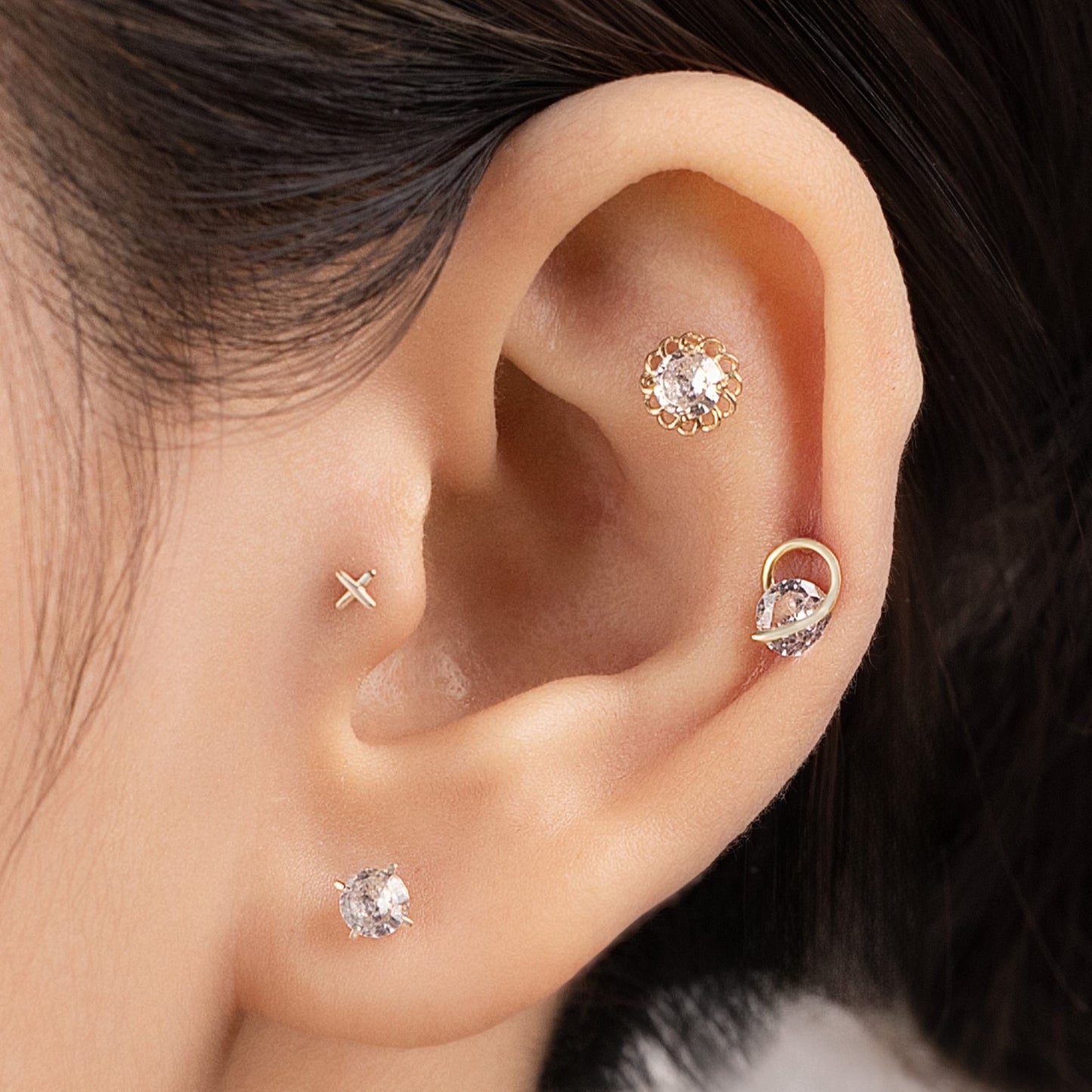 14K SOLID GOLD BLOOM PIERCING