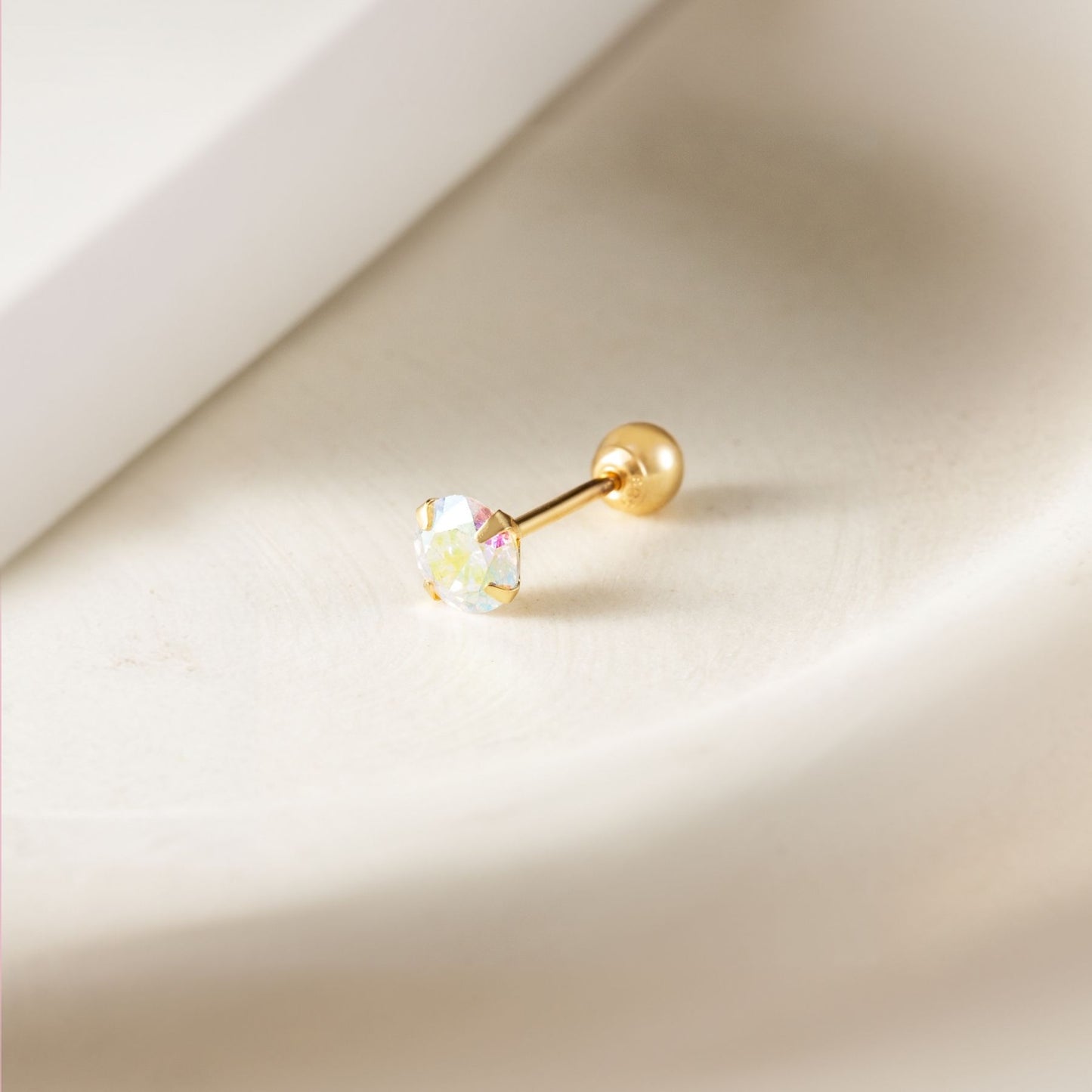 14K SOLID GOLD WHITE AURORA CUBIC PIERCING