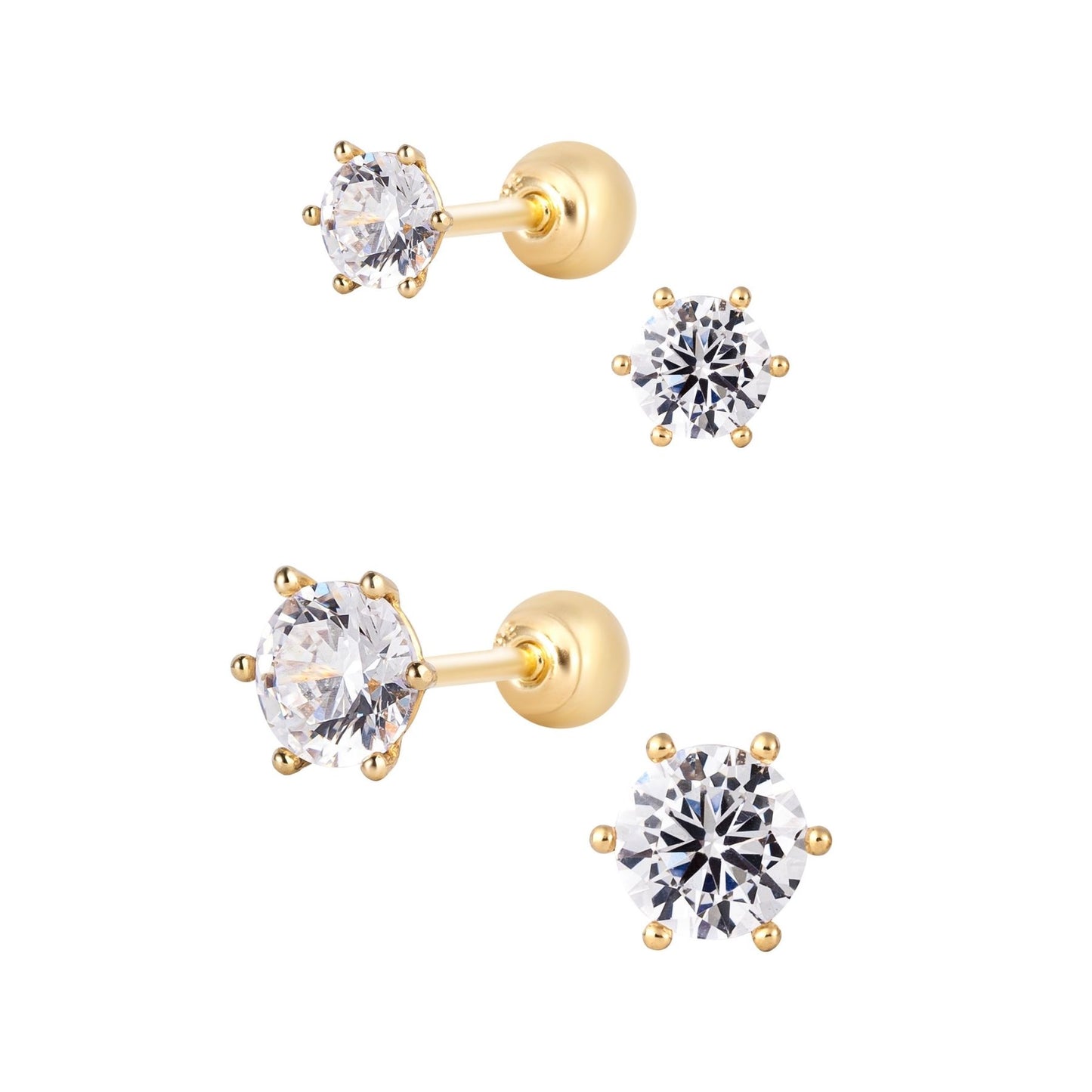 14K SOLID GOLD 6 PRONG PIERCING