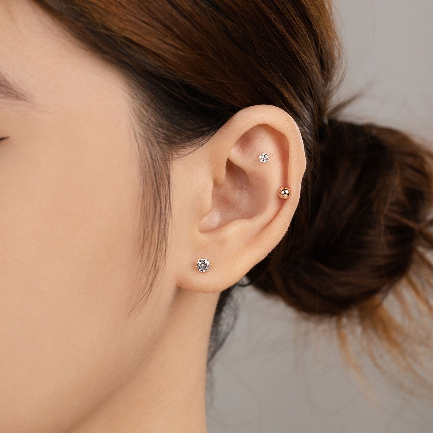 14K SOLID GOLD 6 PRONG PIERCING