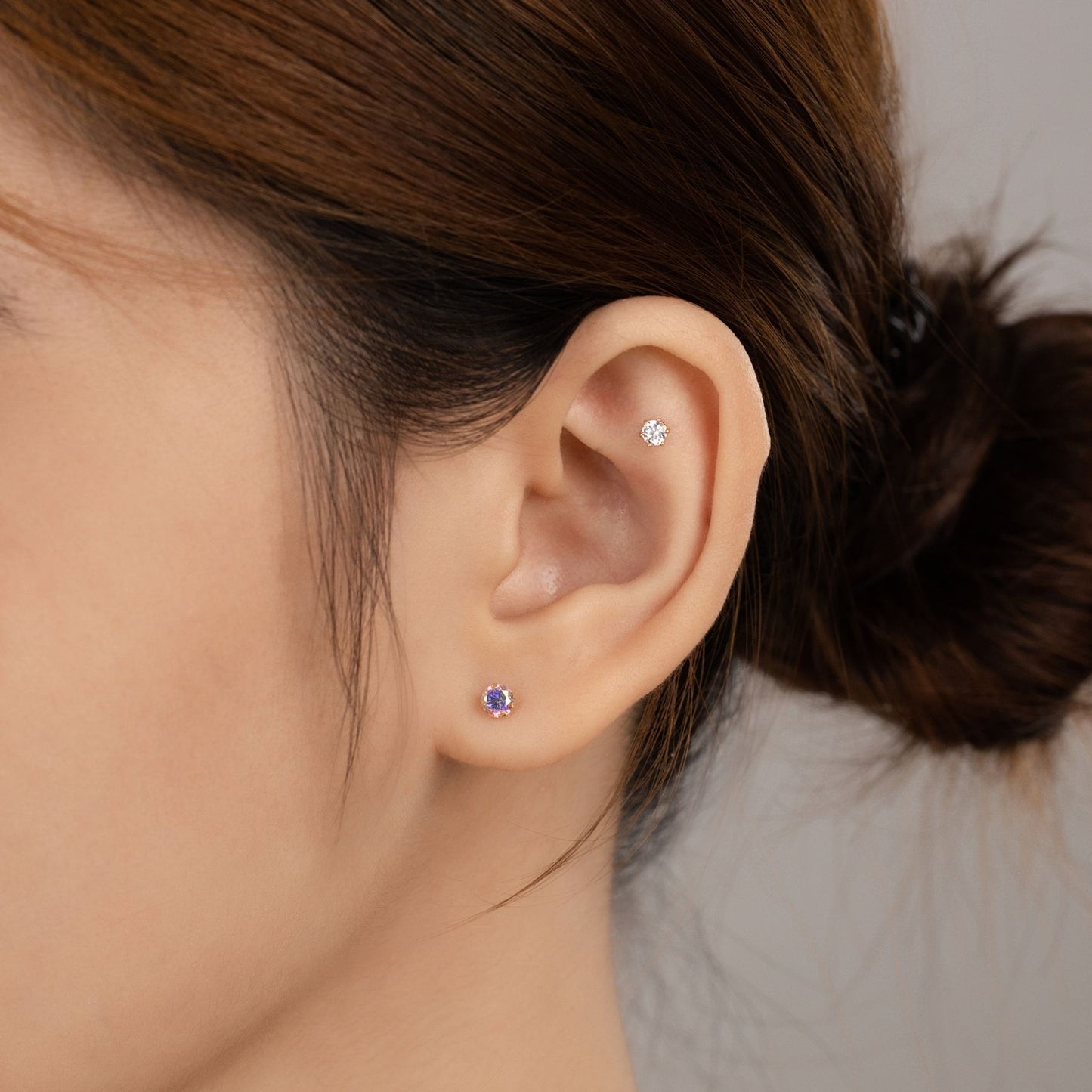 14K SOLID GOLD 6 PRONG PIERCING