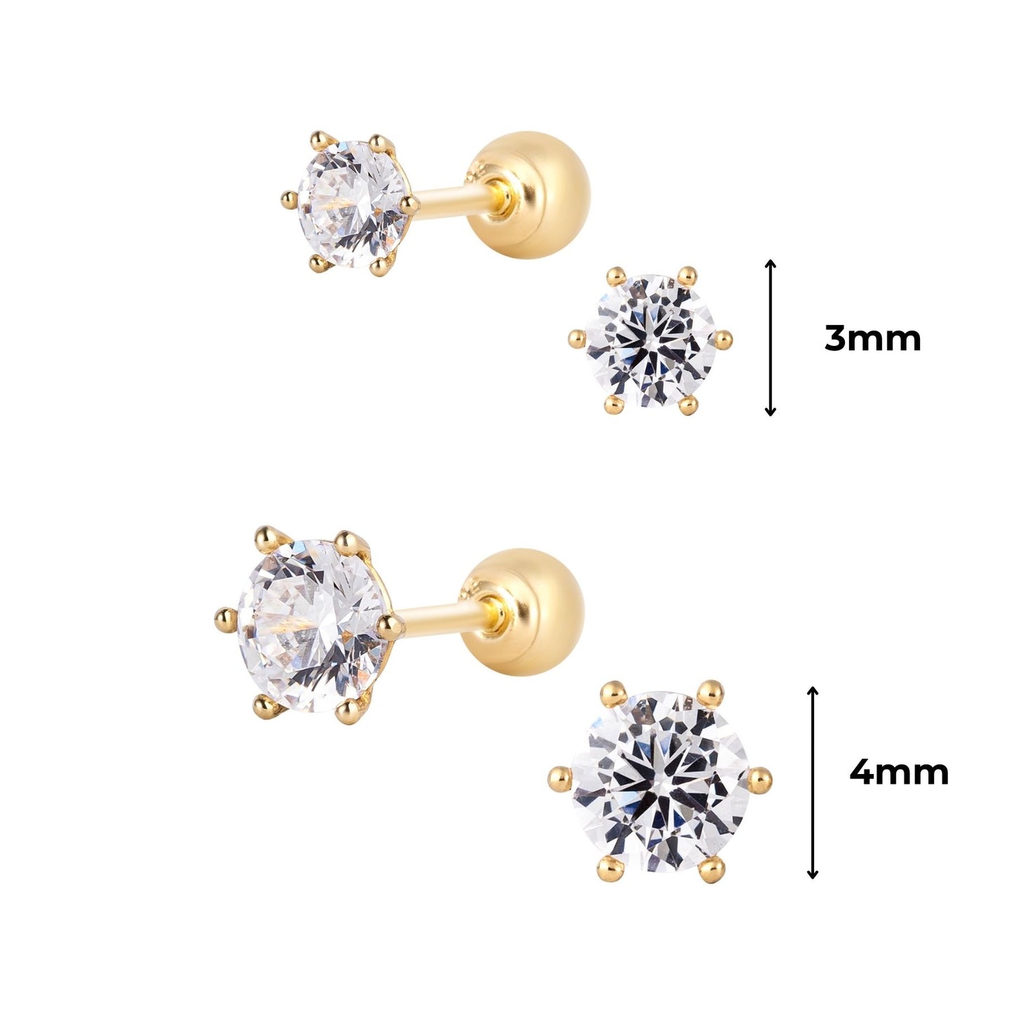 14K SOLID GOLD 6 PRONG PIERCING