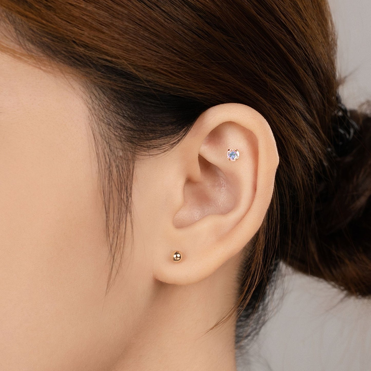 14K SOLID GOLD WHITE AURORA CUBIC PIERCING